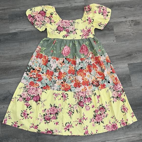 Meadow Rhodes Floral Maxi Dress Tropical Puff Sleeve Summer Boho NWT Size 1X - Picture 1 of 10